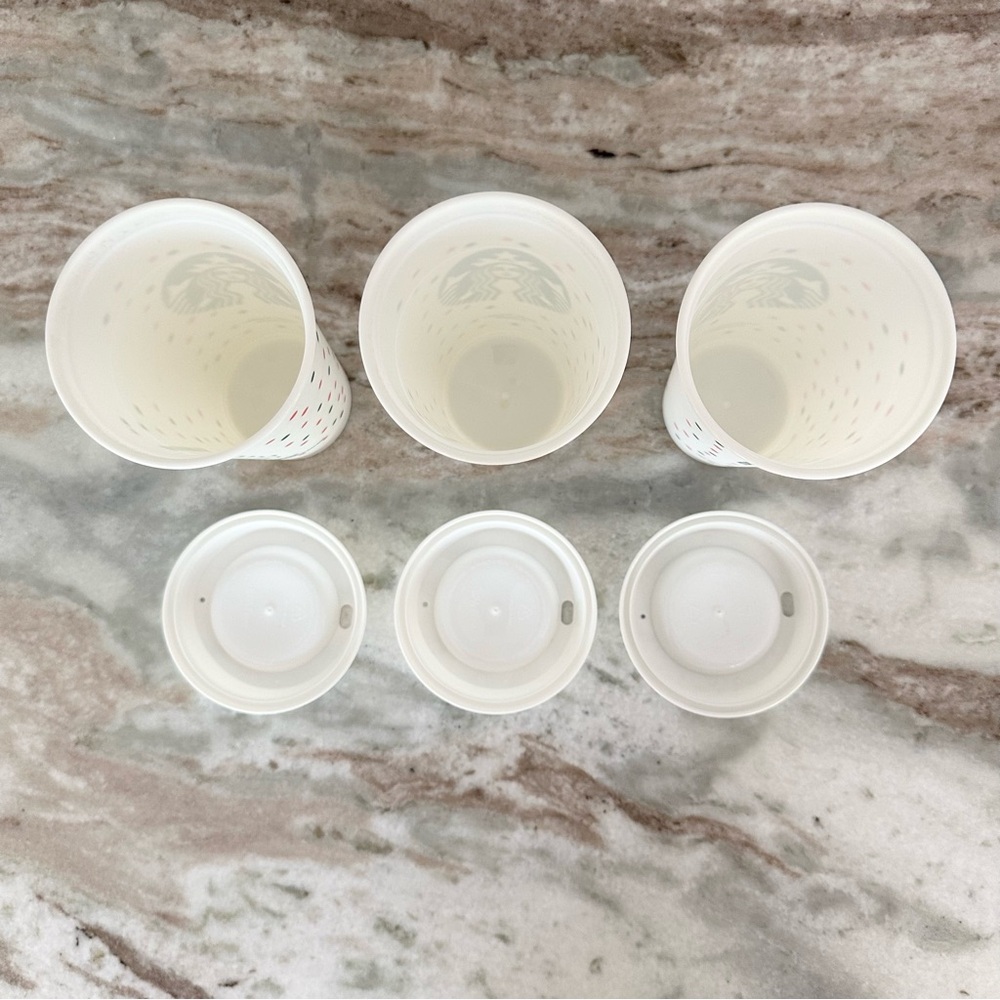 Set of 3 Starbucks Limited Edition Polka Dot Reusable Travel Coffee Cups - Picture 8 of 12